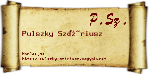 Pulszky Szíriusz névjegykártya